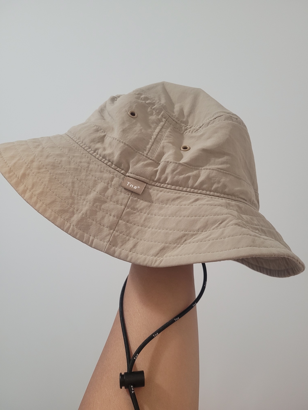 TNA Beige Bucket Hat with Chin Cord